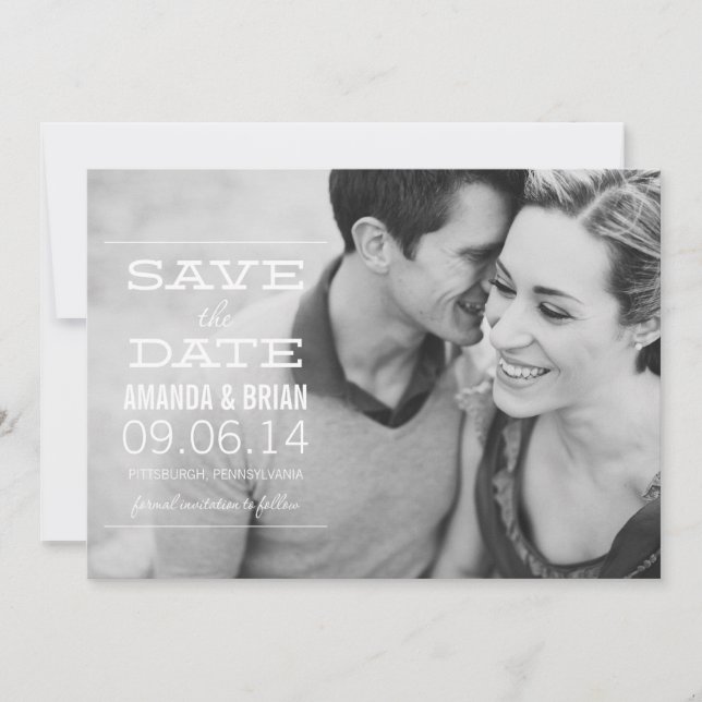 Save The Date Annonce de sauvegarde de photo de texte blanc pour (Devant)