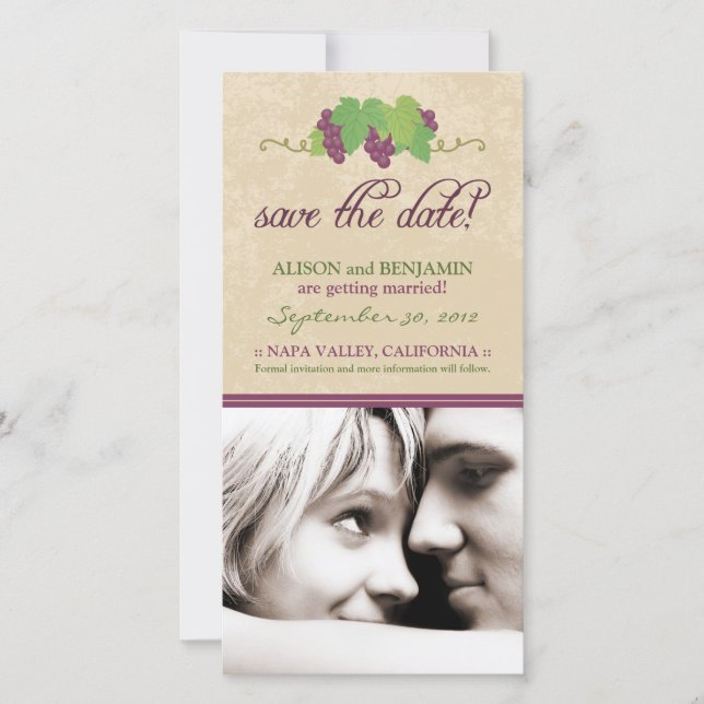 Save The Date Annonce de sauvegarde de vigne (Parchemin) (Devant)