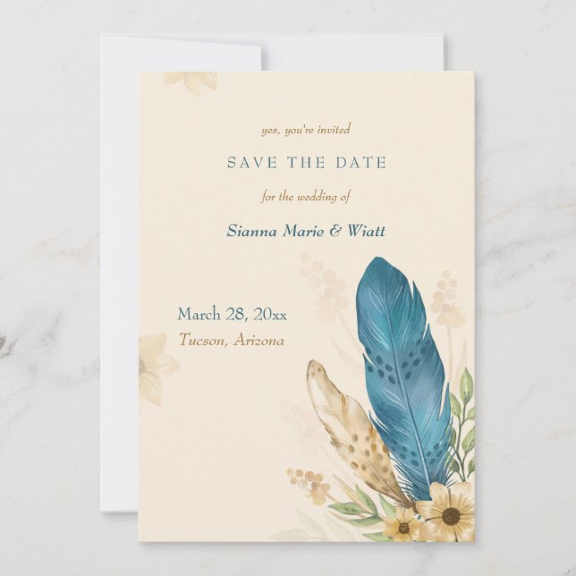 Save The Date Annonce de "Save the Date" Bohème de Pampas (Devant)