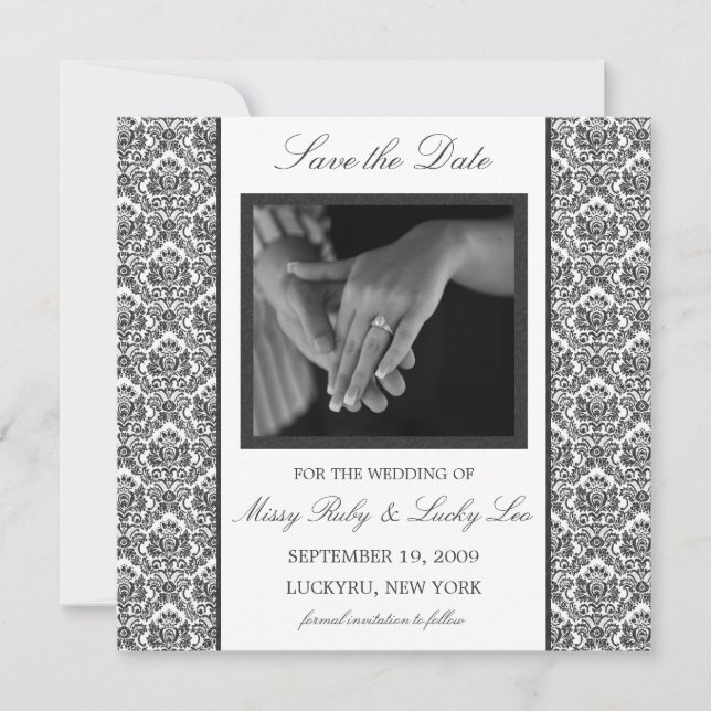 Save The Date Annonce de "Save the Date" en Damassé Noir (Devant)