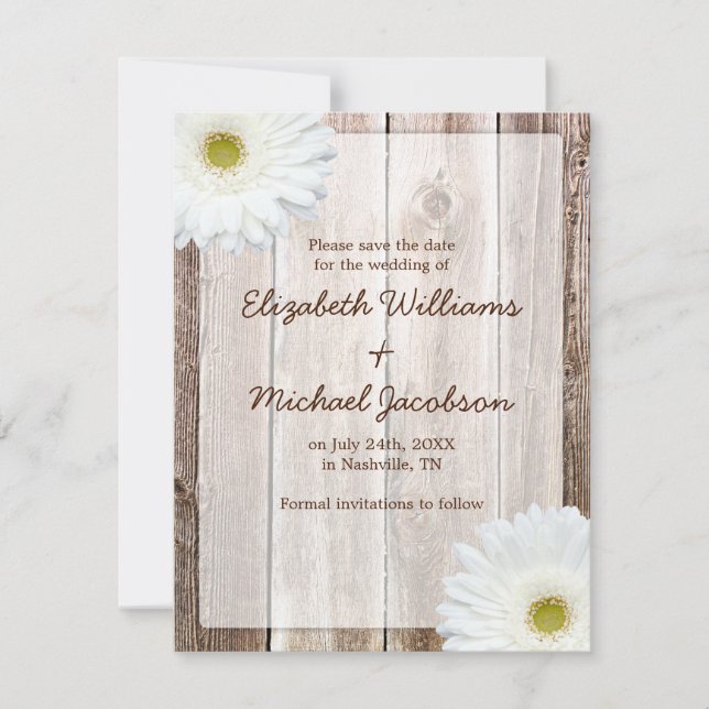 Save The Date Annonce d'enregistrement de mariage Rustique Fleur (Devant)