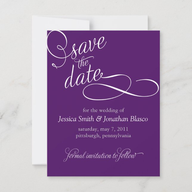 Save The Date Annonce élégante de mise en garde de date (Devant)