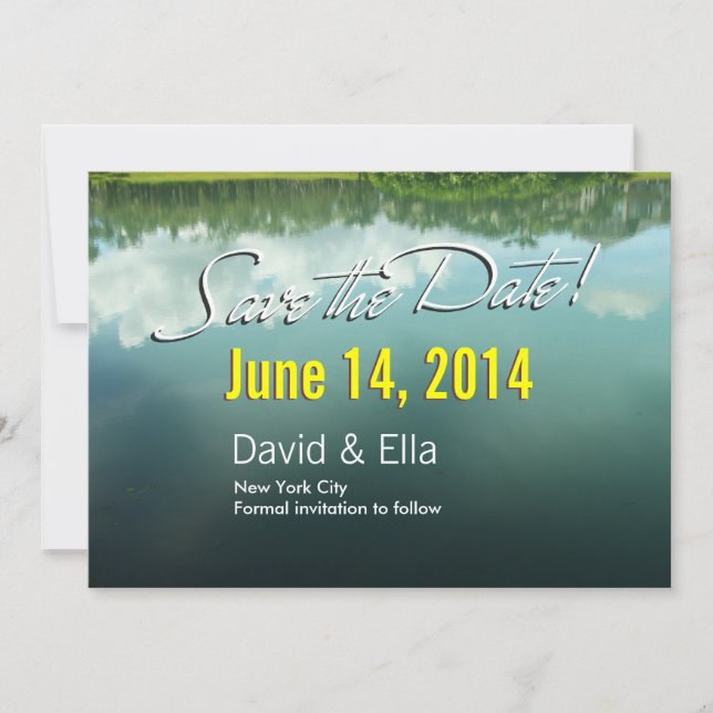 Save The Date Annonce Élégante de Rappel pour une Scène de Lac (Devant)