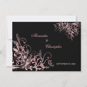 Save The Date Annonce Élégante de Tourbillons Roses pour Sauvega