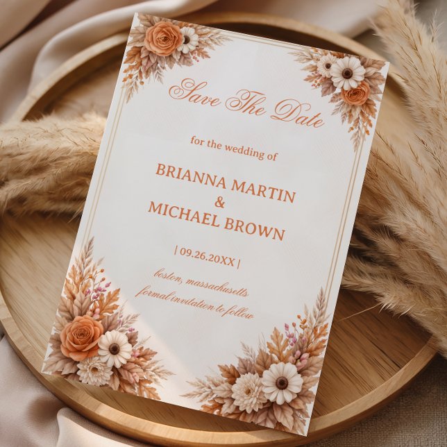 Save The Date Annonce Florale Automne Chaud (Créateur téléchargé)