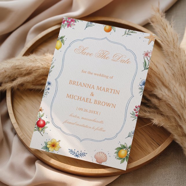 Save The Date Annonce Florale Citrus Côtière (Créateur téléchargé)