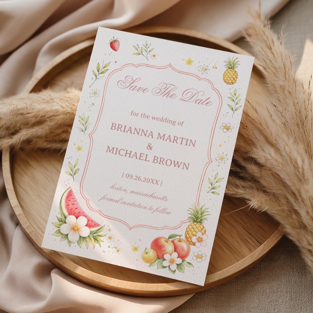 Save The Date Annonce Florale de Fruits Tropicaux (Créateur téléchargé)
