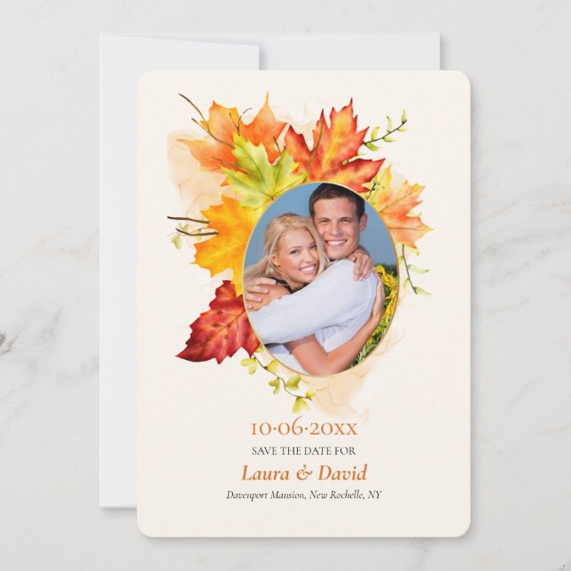 Save The Date Annonce photo d'inspiration automnale (Devant)