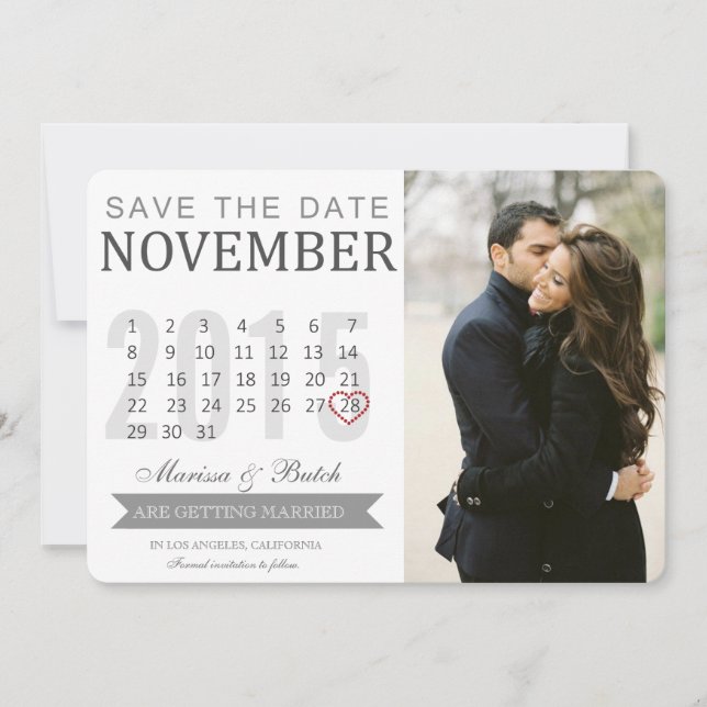 Save The Date Annonces de calendrier | Mariage (Devant)