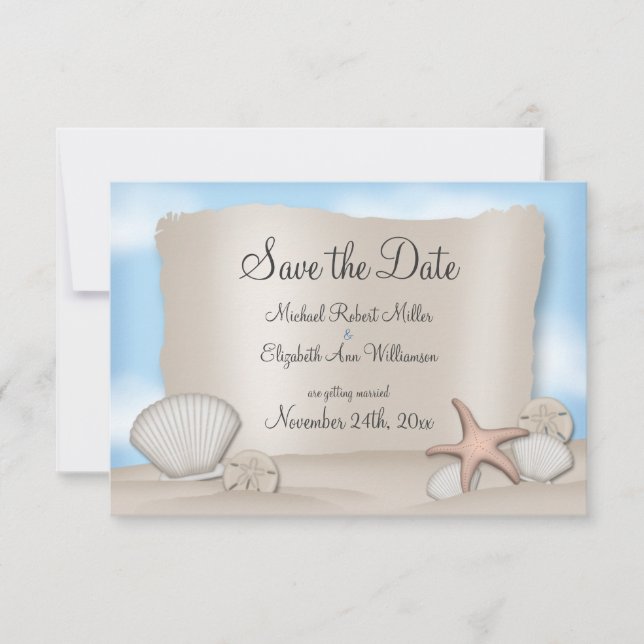 Save The Date Annonces de mariage sur la plage à conserver pour  (Devant)