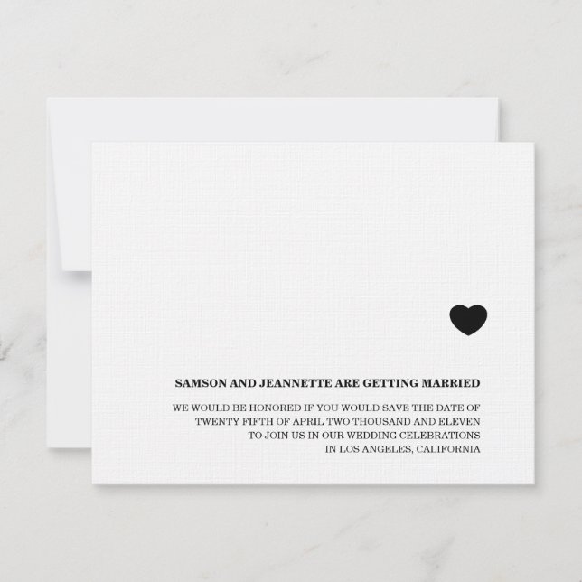 Save The Date Annonces de réservation de date avec cœur (Devant)
