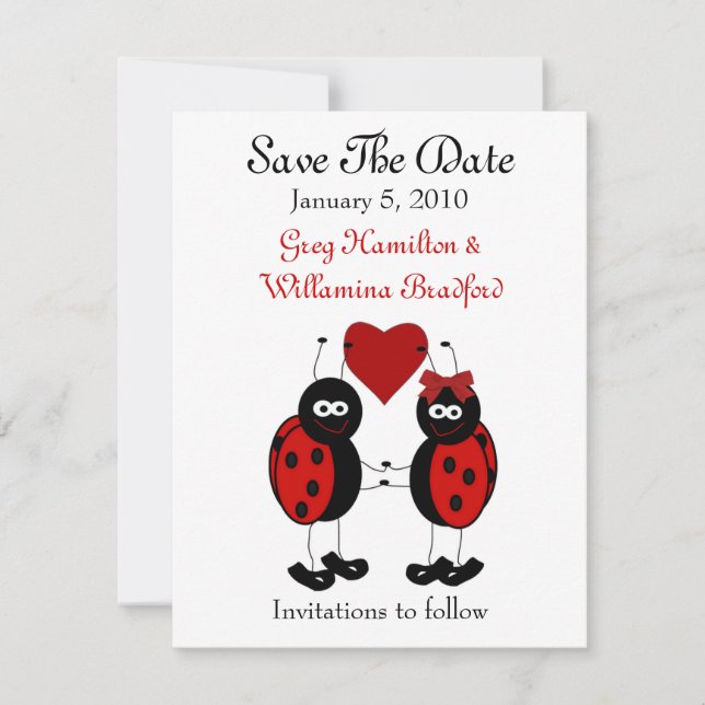 Save The Date Annonces de sauvegarde de date de mariage Ladybug  (Devant)