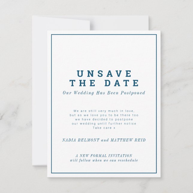 Save The Date Annulation de la date de mariage, changement de pl (Devant)