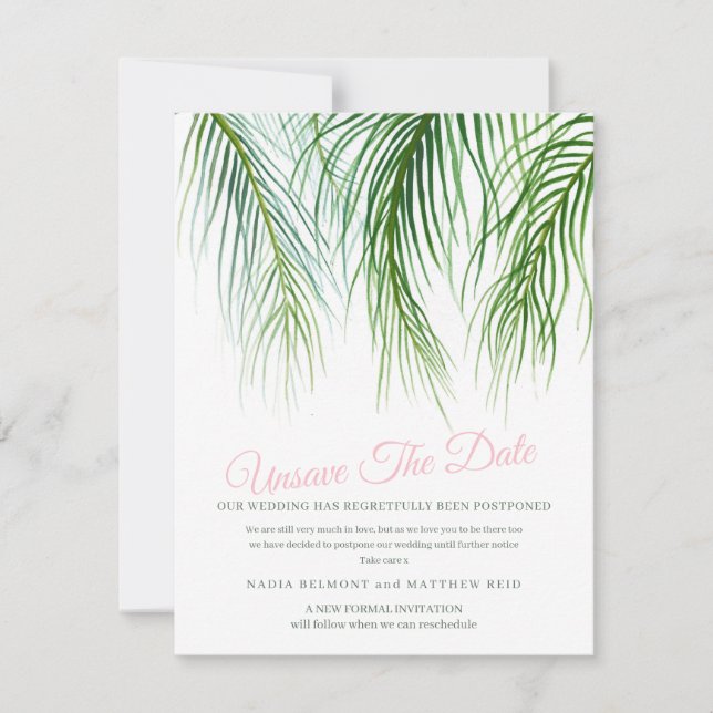 Save The Date Annulation de la date de mariage changement de pla (Devant)