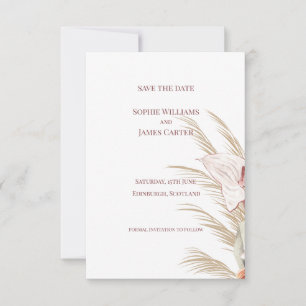 Save The Date Anthurium Herbe des Pampas Mariage Bohème Tropical