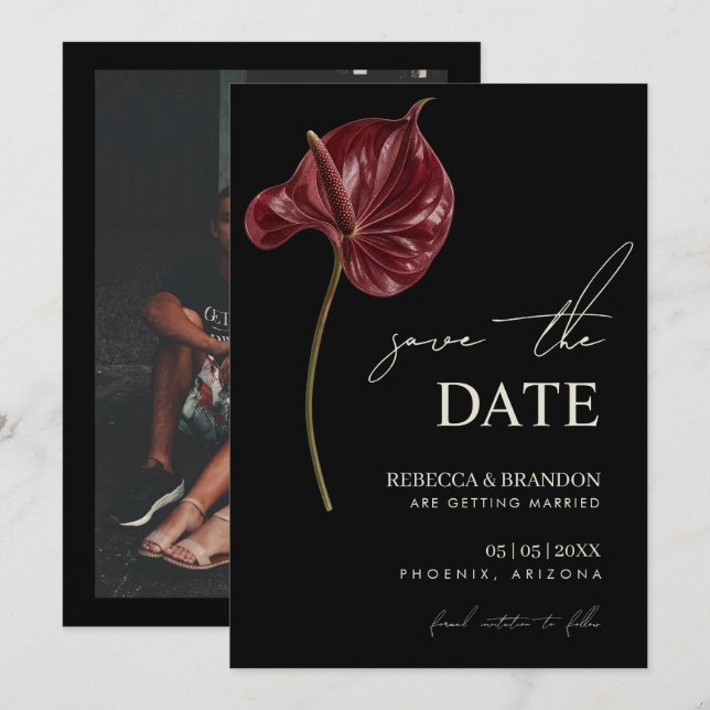 Save The Date Anthurium Noir Bourgogne (Devant / Derrière)