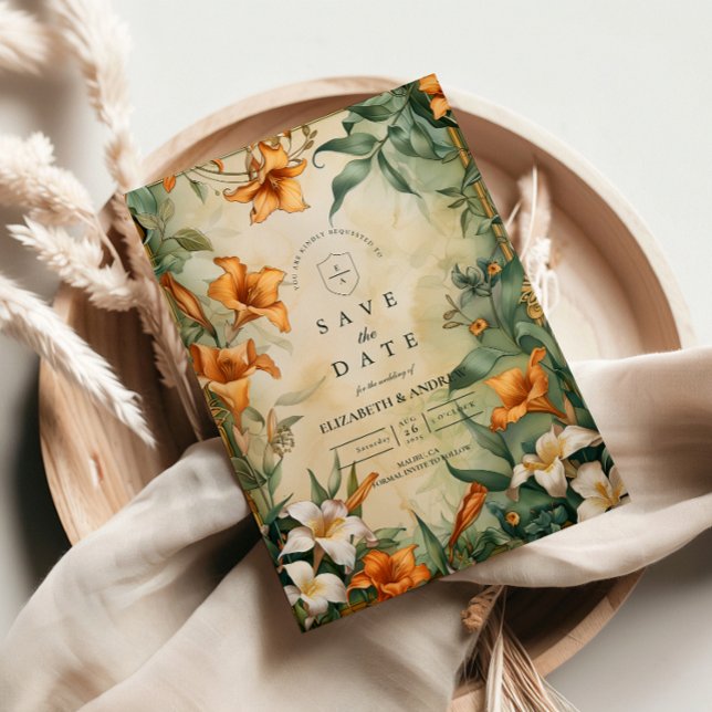 Save The Date Antique Botanical Floral Wedding (Créateur téléchargé)