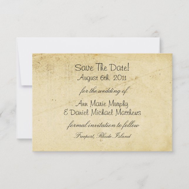 Save The Date Antique papier Enregistrer la date (Devant)