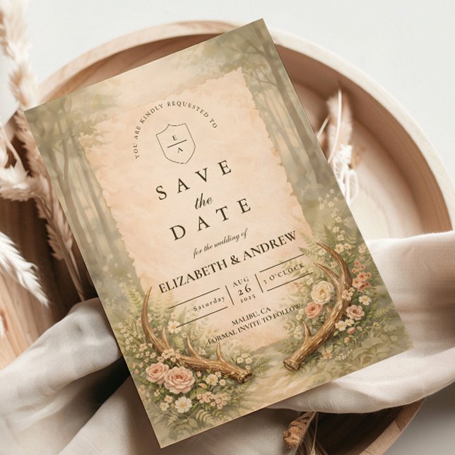 Save The Date Antler Woodland Wedding (Créateur téléchargé)