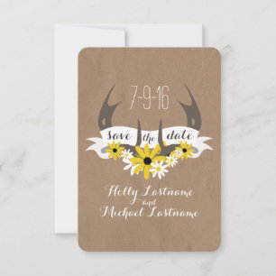 Save The Date Antlers + Carton Fleur sauvage - Date de sauvegard