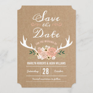 Save The Date Antlers floraux Enregistrer la date