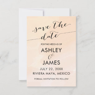 Save The Date Apricot Aquarelle Blush Mariage Enregistrer la dat
