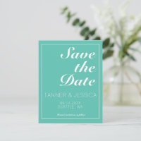 Aqua & Blanc Minimaliste Moderne Sauvez La Date