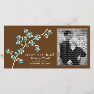 Save The Date Aqua/Brown Fleur de cerise Enregistrer la date Pho