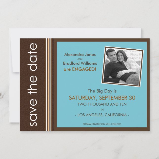 Save The Date Aqua-Coral Texture moderne tachetée Enregistrer la (Devant)
