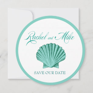 Save The Date Aqua du mariage de plage de coquillage de feston  
