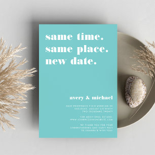 Save The Date Aqua Modern Wedding Postponement Announcement