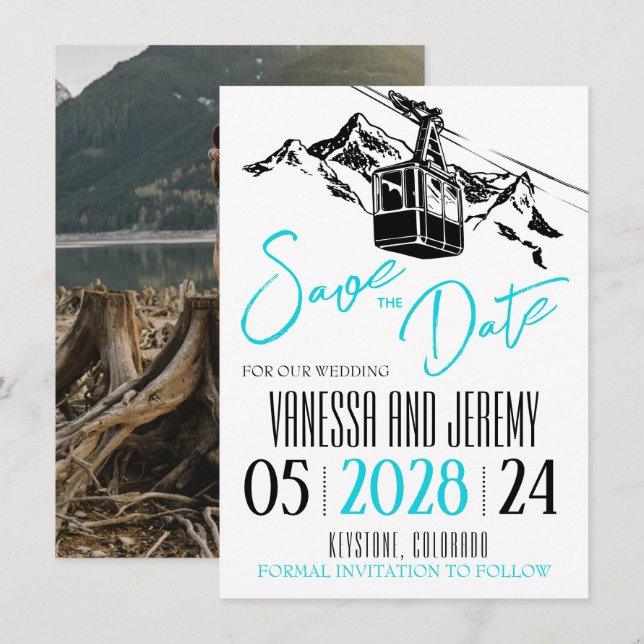 Save The Date Aqua Mountain Love (Devant / Derrière)