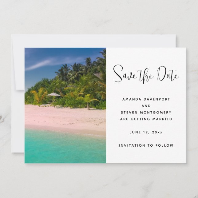 Save The Date Aquamarine Ocean Tropical Beach Scenic Photo (Devant)