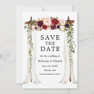 Save The Date Aquarelle à canopée mariage Bourgogne Floral
