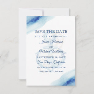 Save The Date Aquarelle Ancre Marine moderne Nautique