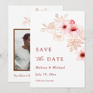 Save The Date Aquarelle artistique de fleur de cerisier