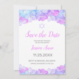 Save The Date Aquarelle bat mitzvah rose florale Enregistrer la