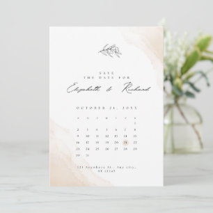Save The Date Aquarelle Beige Minimaliste Élégant Enregistrer La