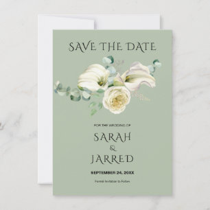 Save The Date Aquarelle Blanc Calla Lilies Bouquet