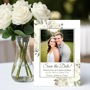 Save The Date Aquarelle blanche Boho Chic Floral Mariage photo