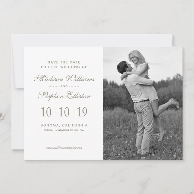 Save The Date Aquarelle blanche et feuille - Enregistrer la date (Devant)