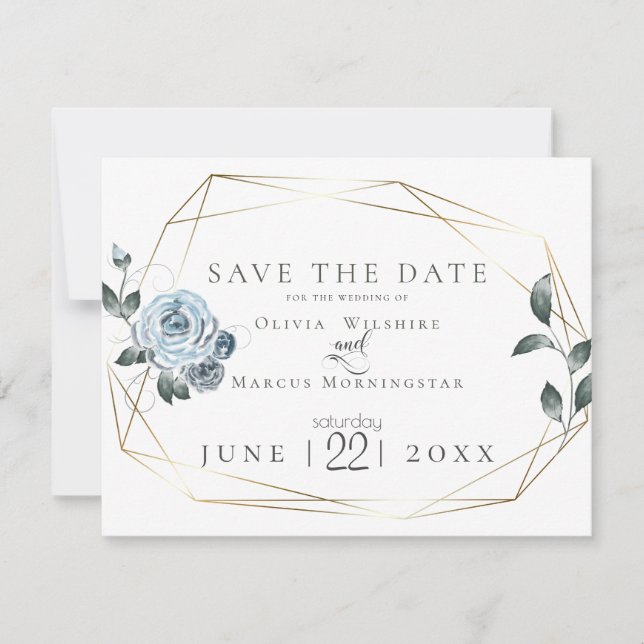 Save the date | Aquarelle bleu bleu foncé (Devant)