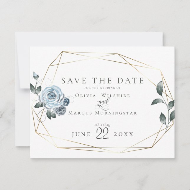 Save the date | Aquarelle bleu bleu foncé (Devant)