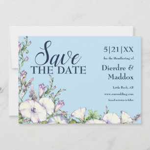 Save The Date Aquarelle Bleu Floral Matin Gloire à la main