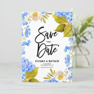Save The Date Aquarelle bleu Hydrangea Floral