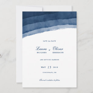 Save The Date Aquarelle bleu Indigo Enregistrer la date