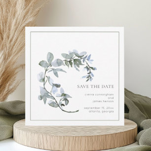 Save The Date Aquarelle Bleu Sage Vert Floral Enregistrer La Dat