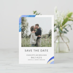 Save The Date Aquarelle bleue Abstraite contemporaine