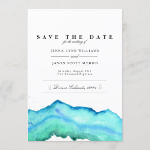 Save The Date Aquarelle bleue Élégant Enregistrer La Date