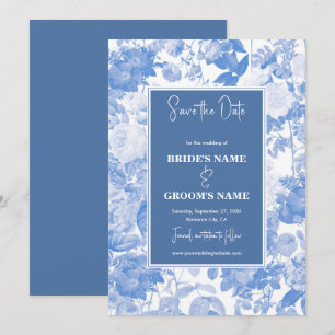 Save The Date Aquarelle bleue Mariage de fleurs botaniques
